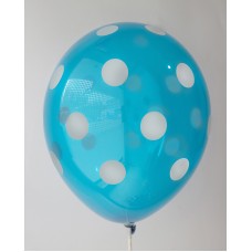 Sapphire Blue - Silver Polkadots Printed Balloons
